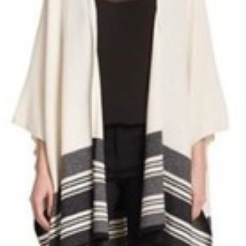 Chic Cream and Black Striped Poncho
